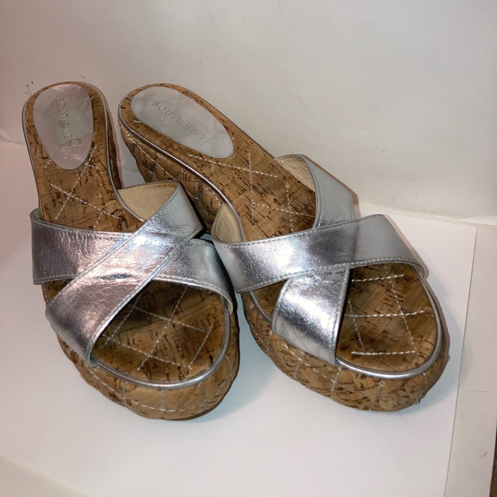 Boutique 58, Silver Wedge Heel, size Womens 8.